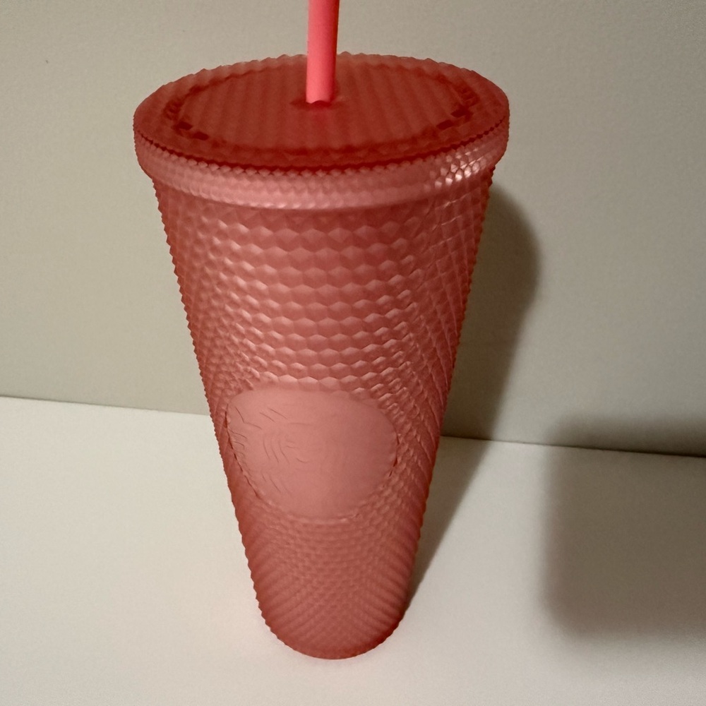 Starbucks Watermelon/Pink Color Textured Tumbler with Straw New with Tag 24oz